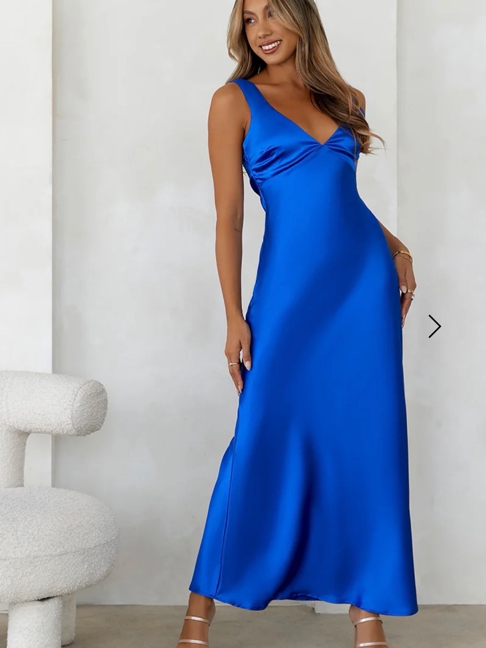Jelena Draped Maxi Dress Sapphire Satin Dress